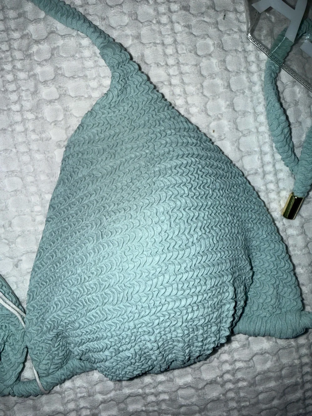 Monday Swimwear NET new Palma Top in sea Grass Crinkle VV 14 XL